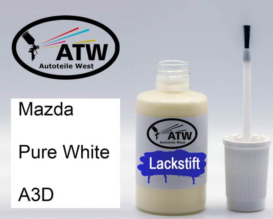 Mazda, Pure White, A3D: 20ml Lackstift, von ATW Autoteile West.